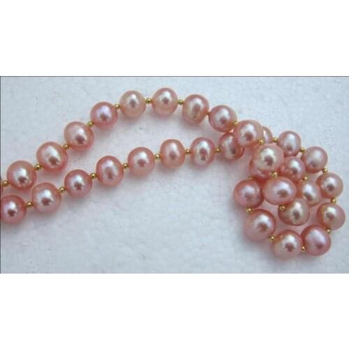 HOT NATURAL HUGE AAA SOUTH SEA 9-10MM PINK PEARL NECKLACE 18 INCH 925silver GOLD CLA