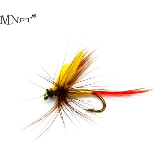 MNFT Popular Trout Fly Fishing Lure Dragonfly Yellow Wings Dry Flies Fake Bait Imitation Insect Lures Workers Hand Tied #12