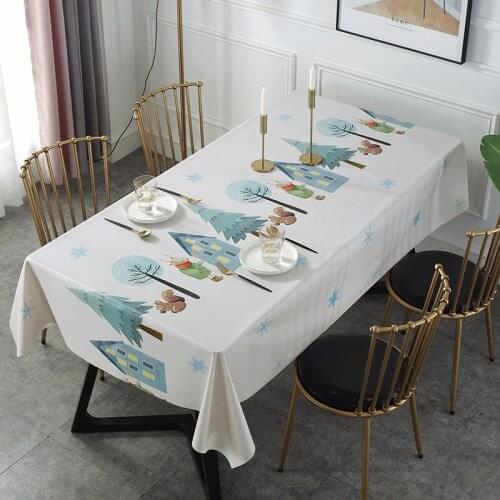 Christmas Printed Grid Decorative Tablecloth With PVC Oilproof Thick Rectangular Dining Table Cover Tea Table Cloth