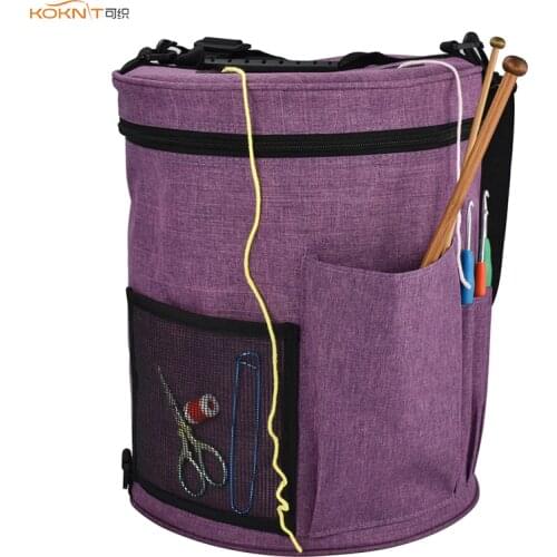 KOKNIT Woolen Yarn Storage Bag Women Home Crochet Hooks Thread Yarn Storage Case DIY Sewing Kit Bag Travel Organizer Bag For Mom