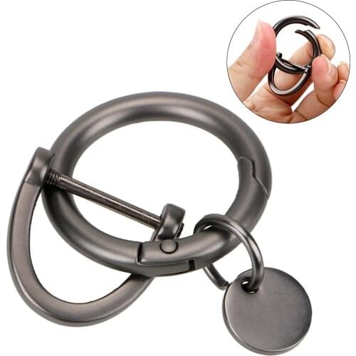 Thick Rod Car Keychain Classic Metal Key Rings D Shape Horseshoe Key Holder Interior Accessories