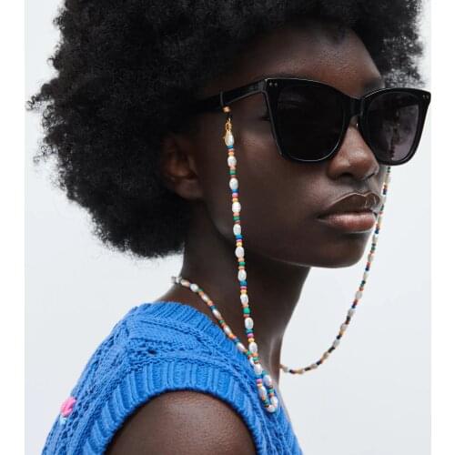 Vedawas ZA Glasses And Mask Bead Strap for Women Boho Letter Pearls Anti-slip Anti-lost Mask Holder Neck Strap Lanyard Jewelry