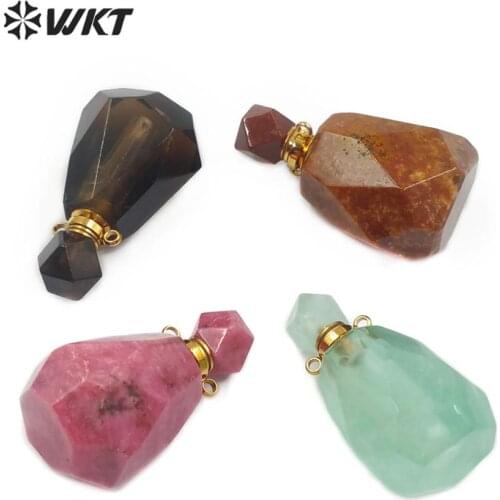 WT-P1479 New ! Perfume Bottle Pendant Natural Stone Pendant Stone Bottle With Gold Electroplated Hook Fashion Pendant Necklace