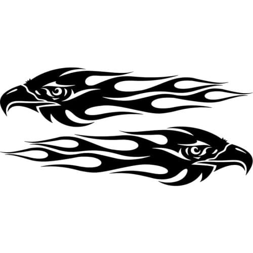Funny Double Eagle Flame Car Sticker Motorcycle Car Sticker Applicable To Various Models of Pvc Car Stickers Black/white, 20*5CM