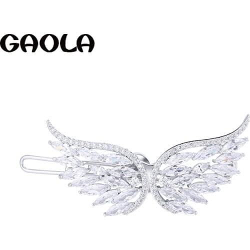 GAOLA Women Hot Micro-inserts Fashion Silver Color Angel Wings Brooches Christmas Gift GLX0264