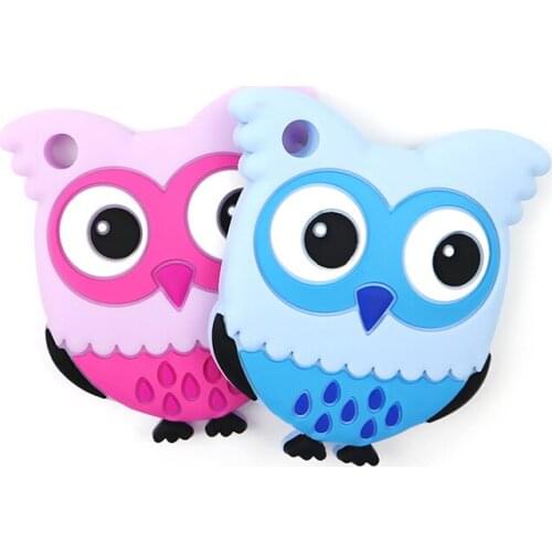 1pc Baby Silicone Teethers Cute Animal Owl Toddle Teether Chew Charms Baby Kids Teething Toys DIY Chewing Necklace Nursing Tool