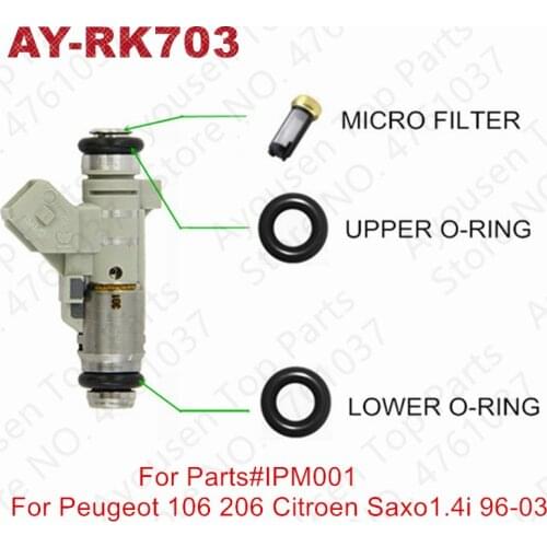 10sets Fuel Injector Repair Kits For Peugeot 106 206 207 307 1.4L For Fuel Injector Parts # IPM001 IPM018 (AY-RK703 704)