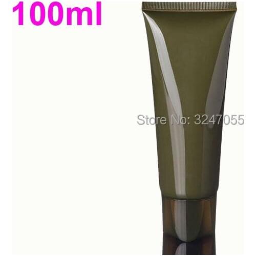 100ml/g Dark Green Empty Plastic Cosmetic Facial Cleanser Refillable Soft Tube, Makeup Beauty Emulsion Container, Hose Soft Tube