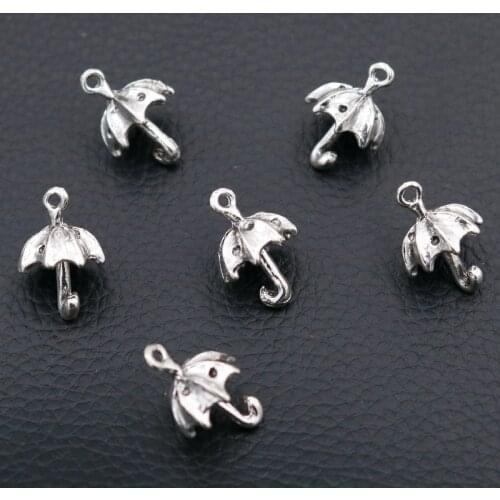 15pcs Metal 3D Umbrella Pendants, Rain Gear Charms, Sunshade Charms, Couple Umbrella Charms, DIY Jewelry Handicraft 12*20mm