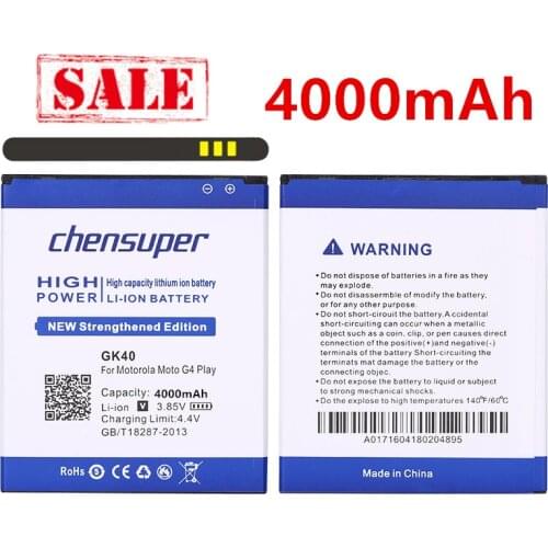 2pcs/4000mAh for GK40 MOT1609BAT M0T1609BAT Battery for MOTOROLA MOTO G4 PLAY XT1600 XT1609 XT1607