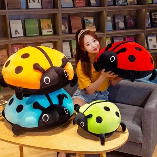 40/60/80cm Colorful Lifelike Ladybug Plush Toys Cute Soft Ladybird Insect Animal Hold Doll Pillow Back Cushion Children Gift