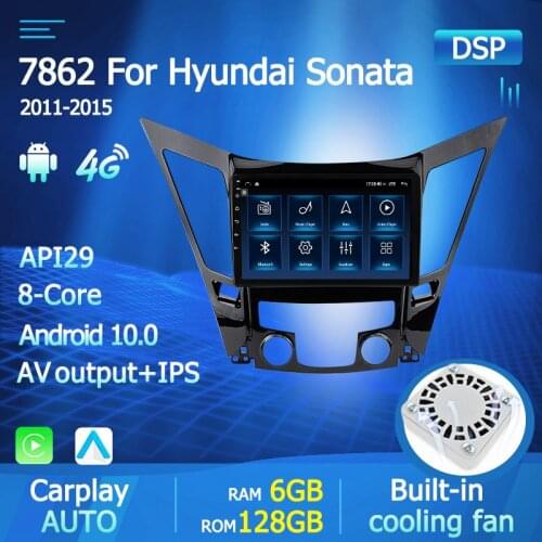 Octa Core 6GB+128GB 1280*720 Android 10.0 Car Radio Multimedia GPS Player For Hyundai Sonata 6 YF 2009 - 2014 2 Din DVD Fan SWC