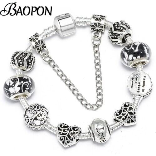 BAOPON Dropshipping European Style Charm Bracelets For Women Heart Beads Fit IDY Brand Bracelet Christmas Gift Romantic Gift