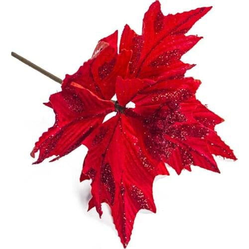 Glitter Artificial Flowers For Christmas Tree Decoration DIY Ornaments Home Wedding Xmas Party Decoration Flower Arrangement