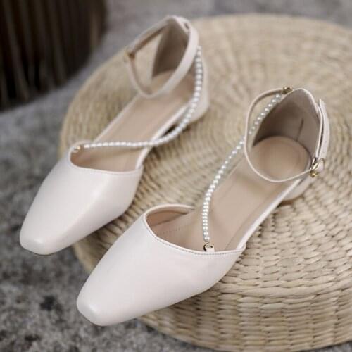 Fashion Women Sandals 2021 Summer Ladies Elegant Slip on Shoes Female Office Leather Shoes Closed Toe Mid Heels Women Sandals