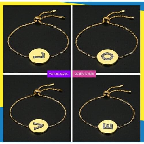 2020 New Twenty-Six Letters Inlaid Zircon Bracelet Hallyu High-end Creative Fun Luxury Scalable Female Brand Jewelry