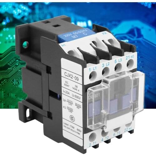 CJX2-0901 Electric Contactor Rail Mount AC Contactor Industrial Electric AC Contactor 220V 9A