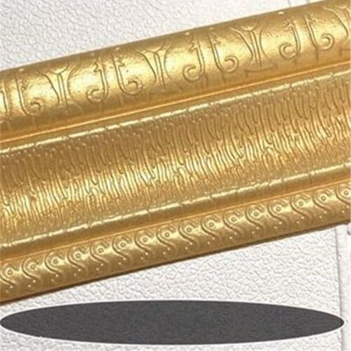 Golden self-adhesive 3d decorative wall sticker border living room TV background wall foam strip edge bumper skirting waist line