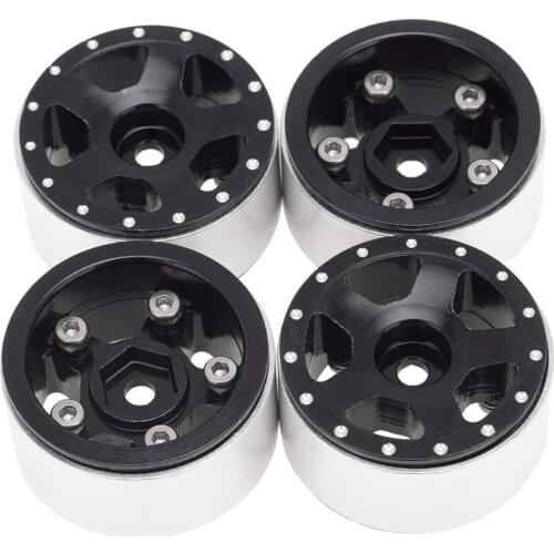 For Axial SCX24 90081 1/24 RC Crawler Car 4PCS 1.0 Metal Beadlock Wheel Rim Wheel Hub Upgrade Parts Accessories