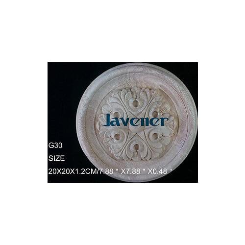 G30 -20x20x1.2cm Wood Carved Round Onlay Applique Unpainted Frame Door Decal Working carpenter Decoration