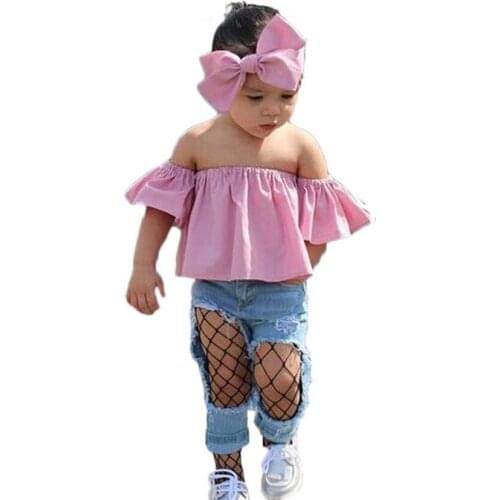 2020 Toddler Girl Clothing Sets Summer Headband+T-Shirt+ Pants Girl Set Brand Kids Fashion Conjuntos Para Meninas Girl Outfits