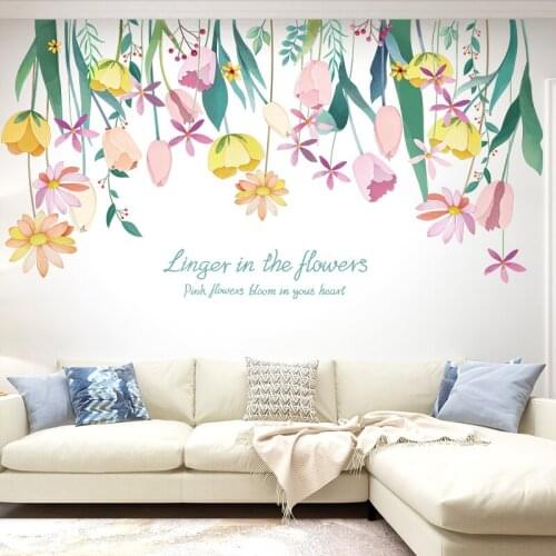 Colorful Flowers Wall Stickers DIY Plants Wall Decals for Living Room Kids Bedroom Kitchen Home Decoration Accessories