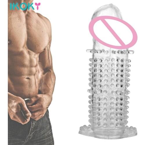 IKOKY IKOKY Male Enlargement Reusable Condom Penis Rings Delayed Ejaculation Adult Sex Toys for Man Cock Cover Ring Penis Sleeve