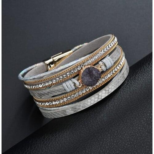 Multi-layer Magnetic Clasp Punk Bracelets&Bangles For Men Braided Leather Bracelets Charm Friendship Jewelry Bracelet BT200309