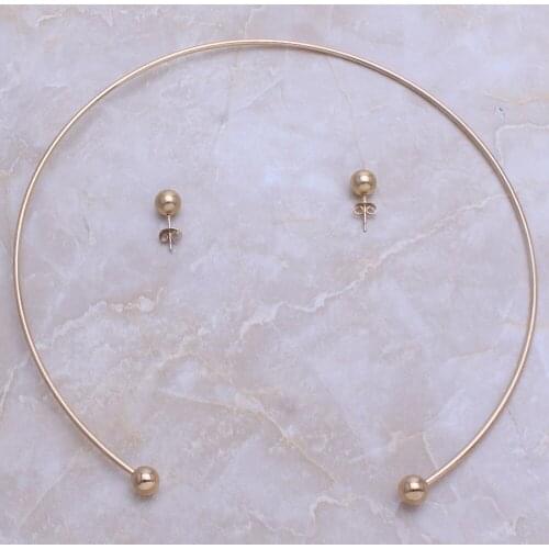 Fashion Jewelry Stainless Steel Round Ball Torques Necklace & Earrings Set For Woman Bijoux En Acier Inoxydable SF904001