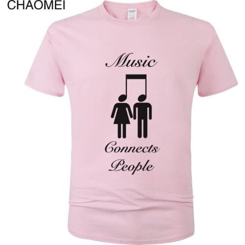 Creative Design Music Connects People T Shirt Men Women 2019 Summer Cotton Short Sleeve Print T-Shirt Male Tops Tees C63