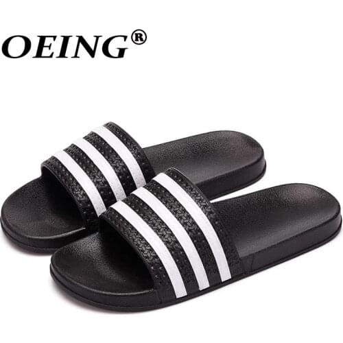 Mens Slippers EVA Men Shoes Women Couple Flip Flops Soft Black and White Stripes Casual Summer Male Chaussures Femme 2020 New