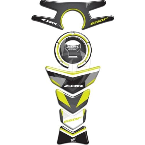 Motorcycle Gas Fuel Oil Tank Pad Plate Fork Protector Sticker Honda 650F Yellow Black for Honda 2014 - 2018