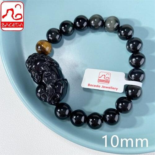 Baceda Natural Crystals of Colorful Obsidian known as Most Protective Stone with Lucky Pixiu Charm can attract wealth