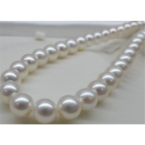 New Charming 14mm White Shell Pearl Necklace AAA 100% Hand knotted 35"