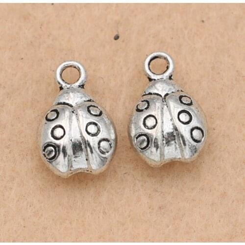 Ladybug Charm Pendant Antique Silver Plated Jewelry DIY Making Bracelet Earrings Accessories Handmade 17x14mm