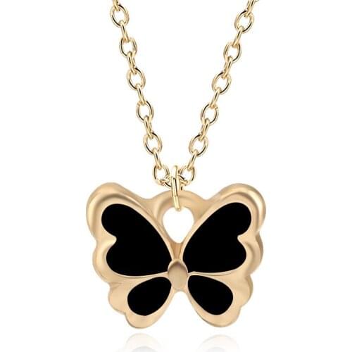 RongXing Kawaii Cartoon Insect Necklaces For Women Girls Colorful Butterfly Pendant Necklace Charm Clavicle Gold Chain Jewelry