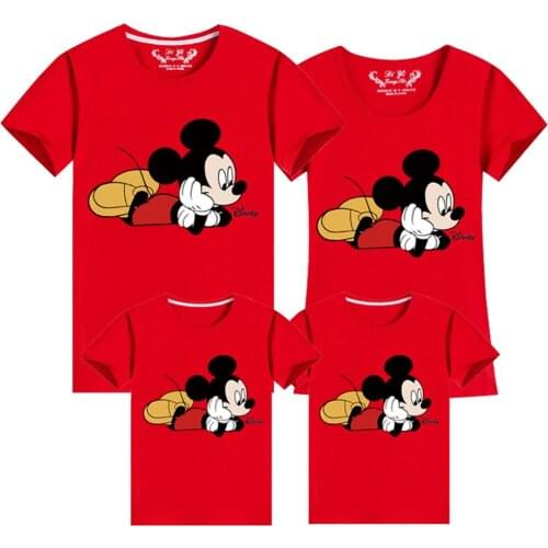 Family Matching Clothes Kids Disney Mickey Mouse Tee Famille Dad Daughter Matching Outfits Shirt Family Look Tshirt Dropship