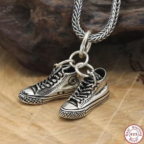 925 sterling silver colour sport shoe pendant necklace personality trendy original men necklaces pendants charm jewelry fashion