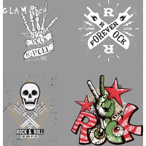 Personality Grotesque Skull Pattern Heat-Sensitive Patches Heat Transfer for Clothing Printed Iron On TransfersIron On Transfers