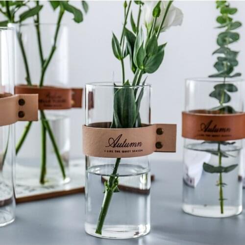 CuteLife Nordic Transparent Flower Glass Vase Living Room Flower Table Vase Glass Home Decoration Water Hydroponics Plant Vase