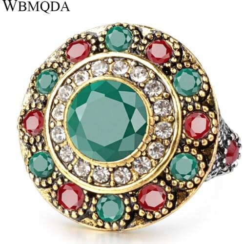 Vintage Ethnic Indian Wedding Rings For Women Flower Crystal Silver Color Ring Trendy Bohemian Jewelry 2018 Free Shipping