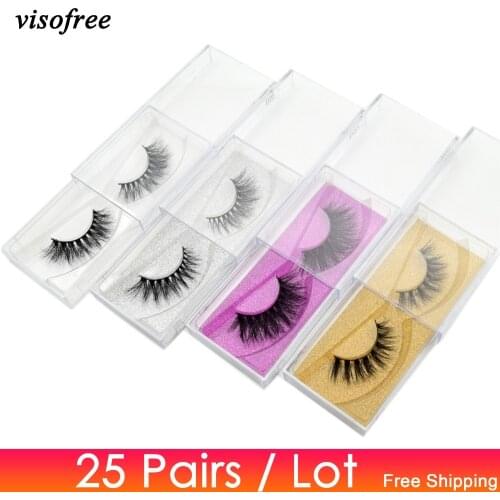 Visofree 25 pairs/lot Mink Eyelashes Full Volume Stunning 3D Mink Lashes Handmade Full Strip Lashes maquillage makeup Eye lashes