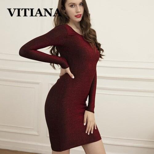 VITIANA Women Sexy Party Dress For Autumn Spring 2021 Female Long Sleeve Backless Mini Dresses Femme Bodycon Black Vestidos