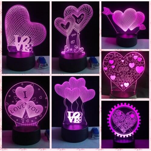 I LOVE YOU Sweet Lover Heart Balloon 3D LED USB Lamp Romantic Decorative Colorful Night Light Girlfriend Gift Mothers Day