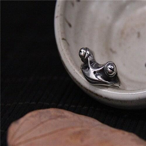 Arrogant Mr Frog Rings for Men Women GOOD LUCK Animals Jewelry Glossy 925 Silver Sleeping Frogs Rings Hibernated Frogs