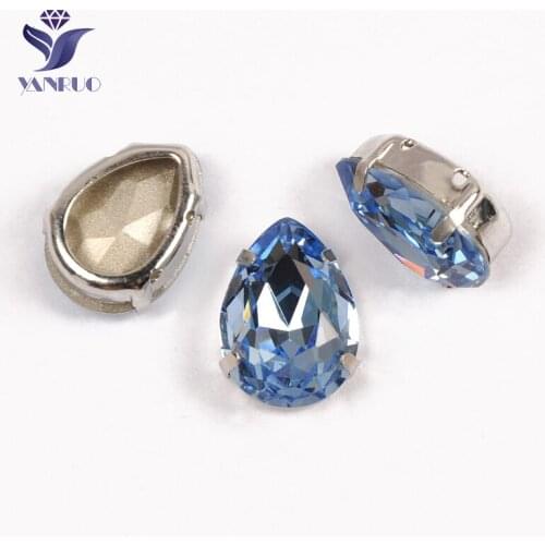 YANRUO 4320 All Sizes Light Sapphire Drop Point Back Strass Crystal Rhinestones Sewing Stones DIY Jewelry Accessories