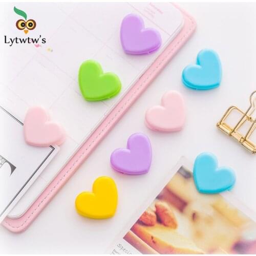 1 Pcs Cute Candy Color Heart Modelling Spring Clip Office Lady Style School Stationery Photo Decorative Supply Stationery