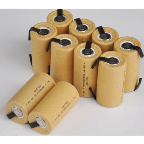 10-16PCS 1.2V Ni-Mh SC Rechargeable Battery 2500mah Sub C cell with soldering tabs for Makita Bosch Hitachi electric drill
