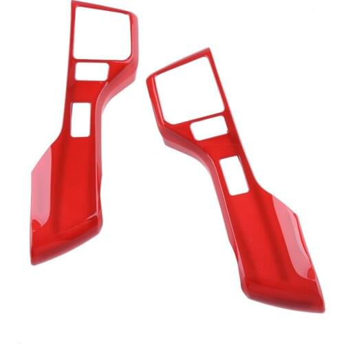 2Pcs Car Red ABS Steering Wheel Cover Trim With LDA Fit for Toyota Tacoma Tundra 4Runner 4WD N280 2015 2016 2017 2018 2019