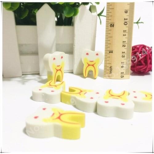 200pcs Molar Shaped Tooth Rubber Erasers Dentist Dental Clinic School Great Gift